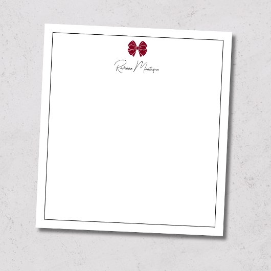 Bourgondische Strik Rand Script Aangepaste Naam Sc Notitieblok
