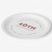 Bourgondische tekst 40e bruiloft Jubileum Bedankt Papieren Bordje (Gekanteld)