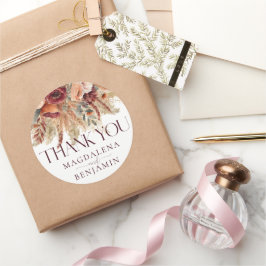 Bourgondische Terracotta Herfst Bloemen Pampas Dan Ronde Sticker