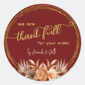 Bourgondische Thanksgiving Zakelijke klantensticke Ronde Sticker (Voorkant)