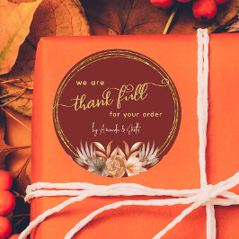 Bourgondische Thanksgiving Zakelijke klantensticke Ronde Sticker