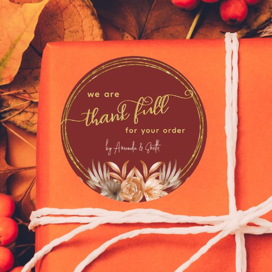 Bourgondische Thanksgiving Zakelijke klantensticke Ronde Sticker