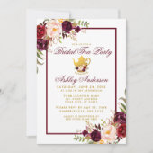 Bourgondische theeparty bruiloft gouden uitnodigin kaart (Voorkant)