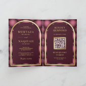 Bourgondische Toegestikte Patroon QR Code Moslim T (Binnen)