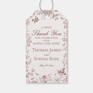 Bourgondische Toile De Jouy Bloemstuk Bruiloftsfee Cadeaulabel