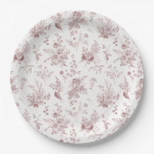 Bourgondische Toile De Jouy Vintage Bloemmotief Ch Papieren Bordje