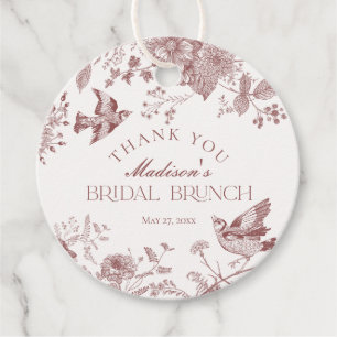 Bourgondische Toile Jouy Vintage Bloemrijke Bruids Bedankjes Labels