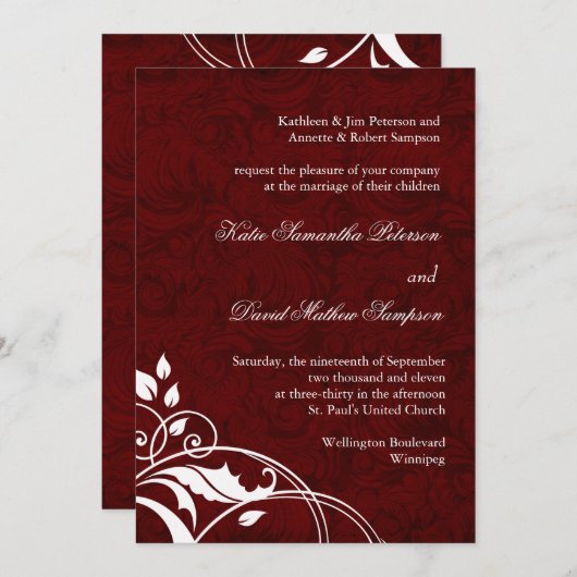 Bourgondische Trouw Uitnodiging (Voorkant / Achterkant)