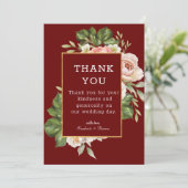 Bourgondische Trouwdag Fotobedankkaart Bedankkaart (Staand voorkant)