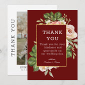 Bourgondische Trouwdag Fotobedankkaart Bedankkaart (Voorkant / Achterkant)