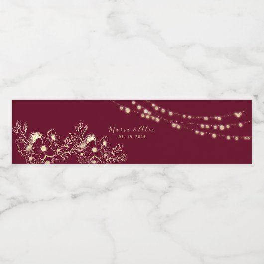 Bourgondische trouwfleswateretiketten waterfles etiket (Enkel label)