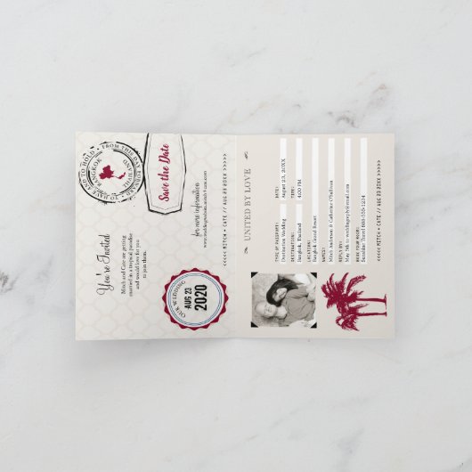 Bourgondische trouwpas uitnodiging voor Thailand (Binnen)