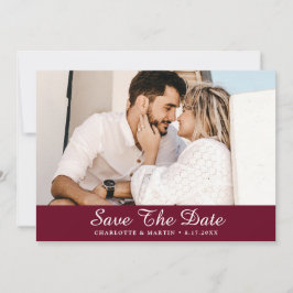 Bourgondische trouwscript foto save the date-kaart date