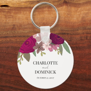 Bourgondische Tuin Bloemen Bruiloft  Sleutelhanger
