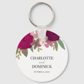 Bourgondische Tuinbloemen Bruiloft  Sleutelhanger (Voorkant)