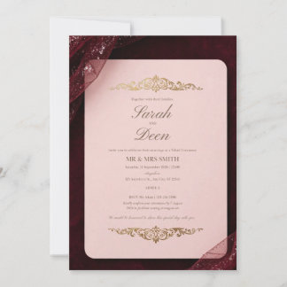 Bourgondische Tulle Trouw Uitnodiging - Blush