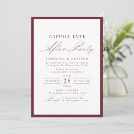 Bourgondische typografie Happily Ever After-feest Kaart