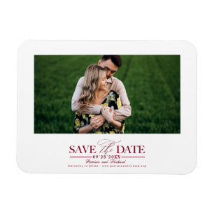 Bourgondische typografie trouwkaart Save The Date  Magneet