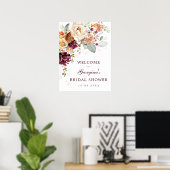 Bourgondische verbrande oranje bruiloft Welcome Poster (Thuiskantoor)