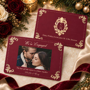 Bourgondische verlovingsaankondiging voor vakantie save the date