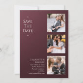 Bourgondische vier foto's trouwcollage save the date (Voorkant)