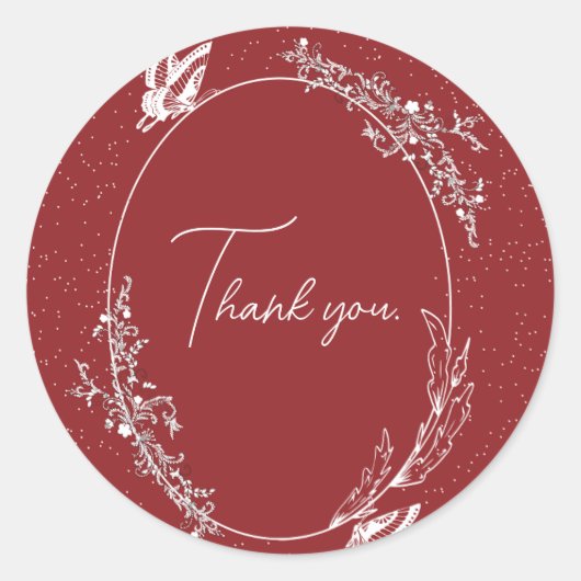 Bourgondische Vlinderkaart Ronde Sticker (Voorkant)