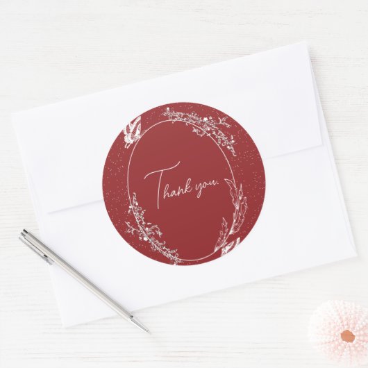 Bourgondische Vlinderkaart Ronde Sticker (Envelop)