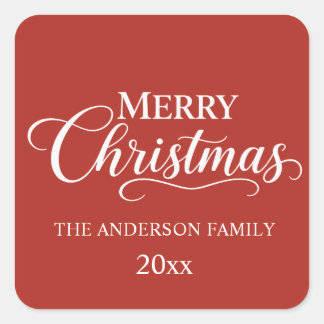 Bourgondische vrolijk kerstfeest Persoonlijke naam Vierkante Sticker