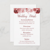  Bourgondische Waterverf Beauty Wedding Informatiekaartje (Voorkant / Achterkant)