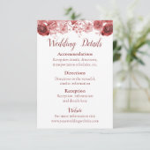  Bourgondische Waterverf Beauty Wedding Informatiekaartje (Staand voorkant)