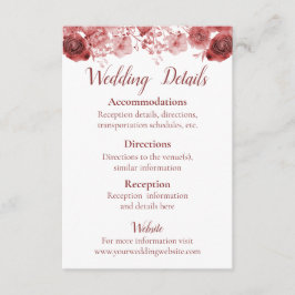  Bourgondische Waterverf Beauty Wedding Informatiekaartje