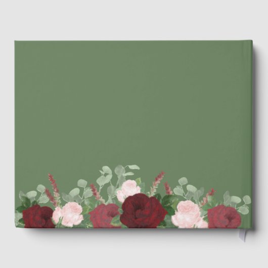 Bourgondische Waterverf Bloemen Blush Roze bruilof Gastenboek (Achterkant)