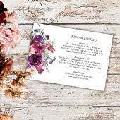 Bourgondische Waterverf Bloemen Boho Wedding Detai Informatiekaartje