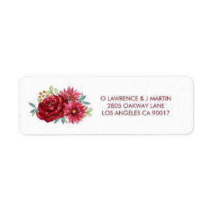Bourgondische Waterverf Bloemen Etiket