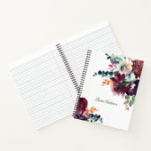 Bourgondische Waterverf Bloemenboeketten met Jouw  Notitieboek (Binnen)