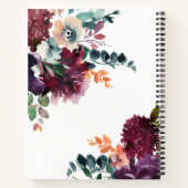 Bourgondische Waterverf Bloemenboeketten met Jouw  Notitieboek (Achterkant)