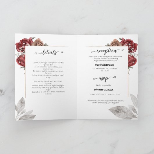 Bourgondische Waterverf Bloemenbruiloft (Binnen)