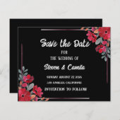 Bourgondische waterverf bloemenbruiloft red de dat (Voorkant / Achterkant)