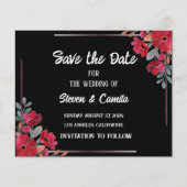 Bourgondische waterverf bloemenbruiloft red de dat (Voorkant)