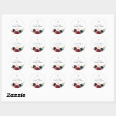 Bourgondische Waterverf bloemendoop Ronde Sticker (Vel)