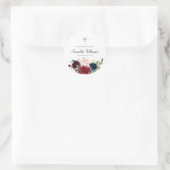 Bourgondische Waterverf bloemendoop Ronde Sticker (Tas)