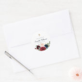 Bourgondische Waterverf bloemendoop Ronde Sticker (Envelop)