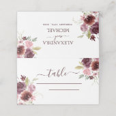 Bourgondische Waterverf bruiloft bloemenplaats kaa Plaatskaartje (Buitenkant ongevouwen)