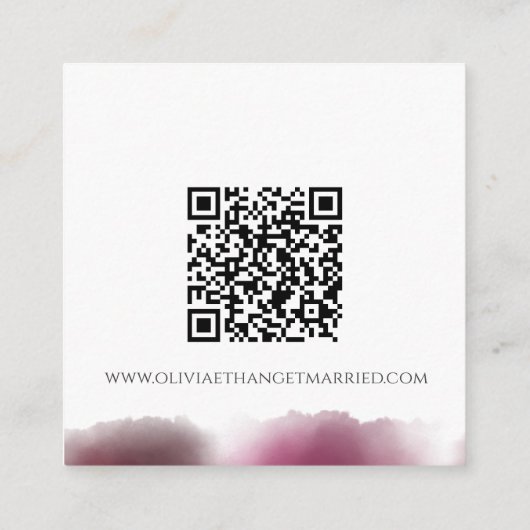 Bourgondische Waterverf bruiloft - Elegant script Informatiekaartje (Achterkant)