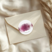 Bourgondische Waterverf bruiloft - Elegante namen Ronde Sticker