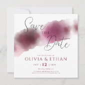 Bourgondische Waterverf Elegant Script Save the Da Save The Date (Voorkant)