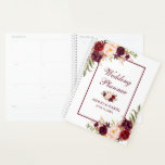 Bourgondische Waterverf Floral Gold Bruiloft Planner<br><div class="desc">Waterverf Bloemen Bourgondië Marsala Gold Wedding Planner</div>