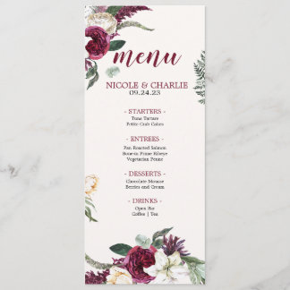 Bourgondische Waterverf | Floral Wedding Dinner Me Menu