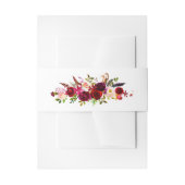 Bourgondische Waterverf Florals, Feathers Belly Ba Uitnodigingen Wikkel (Voorkant Voorbeeld)