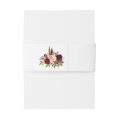 Bourgondische Waterverf Florals, Feathers Belly Ba Uitnodigingen Wikkel (Achterkant Voorbeeld)